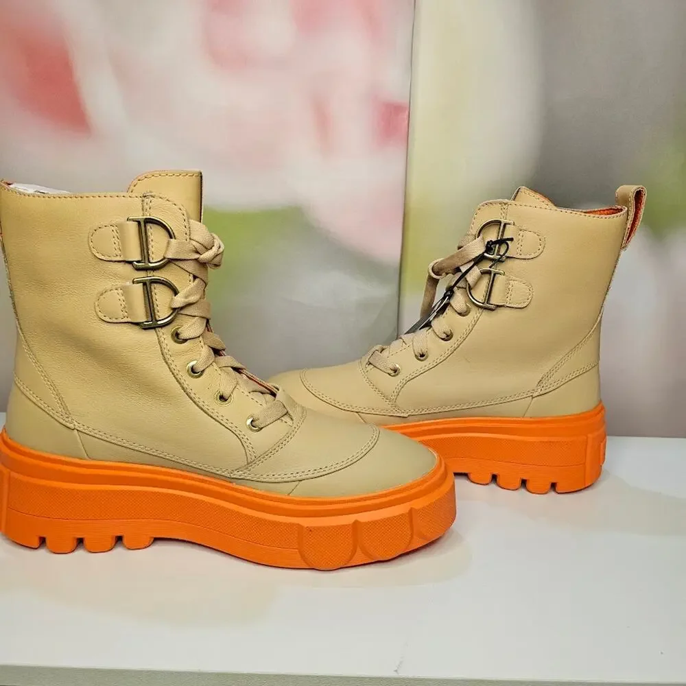 Sorel Women's Caribou Lace-Up WP Boots Size 8 Ceramic, Orange 2048431  NWT